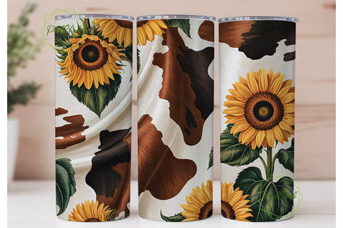 Sunflower Cowhide 20oz Tumbler Wrap Sublimation PixelChick 