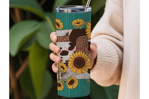 Sunflower Cowhide Leopard 20oz Tumbler Sublimation DesignSVG 