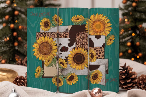 Sunflower Cowhide Leopard 20oz Tumbler Sublimation DesignSVG 