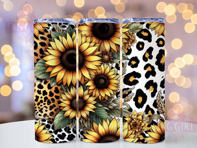 Sunflower Cowhide Leopard 20oz Tumbler Wrap Sublimation Design, Straight Tapered Tumbler Wrap, Western Sunflowers Tumbler Png, Instant Digital Download Sublimation SvggirlplusArt 