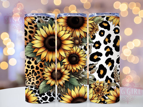 Sunflower Cowhide Leopard 20oz Tumbler Wrap Sublimation Design, Straight Tapered Tumbler Wrap, Western Sunflowers Tumbler Png, Instant Digital Download Sublimation SvggirlplusArt 