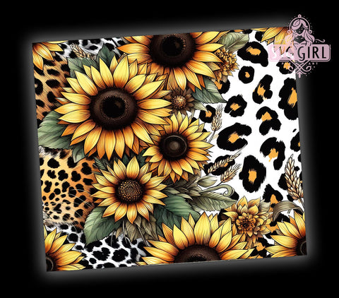 Sunflower Cowhide Leopard 20oz Tumbler Wrap Sublimation Design, Straight Tapered Tumbler Wrap, Western Sunflowers Tumbler Png, Instant Digital Download Sublimation SvggirlplusArt 