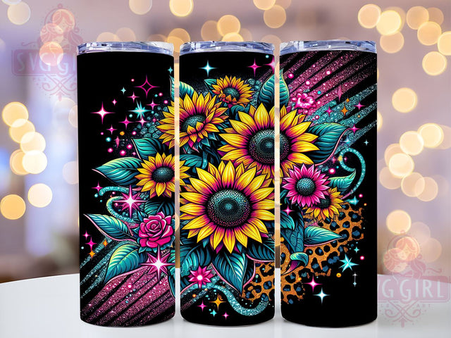 Sunflower Cowhide Leopard 20oz Tumbler Wrap Sublimation Design, Straight Tapered Tumbler Wrap, Western Sunflowers Tumbler Png, Instant Digital Download Sublimation SvggirlplusArt 