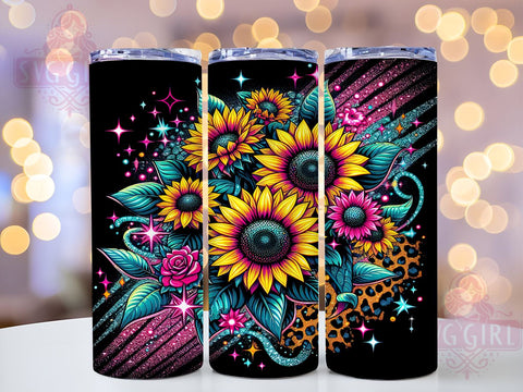 Sunflower Cowhide Leopard 20oz Tumbler Wrap Sublimation Design, Straight Tapered Tumbler Wrap, Western Sunflowers Tumbler Png, Instant Digital Download Sublimation SvggirlplusArt 