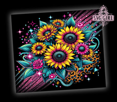 Sunflower Cowhide Leopard 20oz Tumbler Wrap Sublimation Design, Straight Tapered Tumbler Wrap, Western Sunflowers Tumbler Png, Instant Digital Download Sublimation SvggirlplusArt 