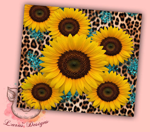 Sunflower Cowhide Leopard Tumbler, Cowhide Tumbler, Leopard Print Tumbler, 20oz Sublimation Design, Rustic Tumbler Wrap, Floral and Animal Print, Country Chic Tumbler Sublimation Lara' s Designs 