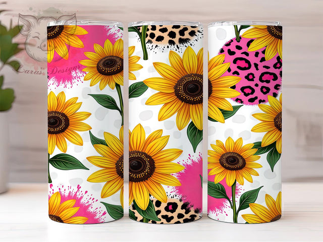 Sunflower Cowhide Western Tumbler, Western Floral Tumbler, 20oz Tumbler Sublimation, Rustic Country Wrap, Cow Print Sunflower Design, Farmhouse Aesthetic Tumbler, Rodeo Cowgirl Tumbler Sublimation Lara' s Designs 