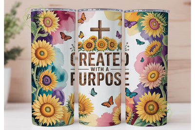 Sunflower Cross Faith 20oz Tumbler Wrap Sublimation PixelChick 