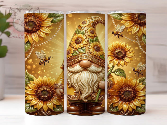 Sunflower Cute Gnome 20oz Tumbler, Gnome Tumbler PNG, Sunflower Wrap, 20oz Skinny Tumbler, Summer Gnome Sub, Floral Tumbler PNG, Gnome Coffee Cup, Craft Sublimation Sublimation Lara' s Designs 