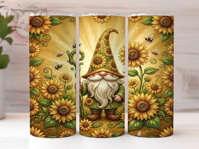 Sunflower Cute Gnome 20oz Tumbler, Sunflower Gnome, Cute Gnome, Gnome Tumbler, 20oz Tumbler, Sunflower Tumbler, Floral Gnome, Tumbler Wrap Sublimation Lara' s Designs 