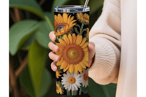 Sunflower Daisy 20oz Tumbler Wrap Sublimation DesignSVG 