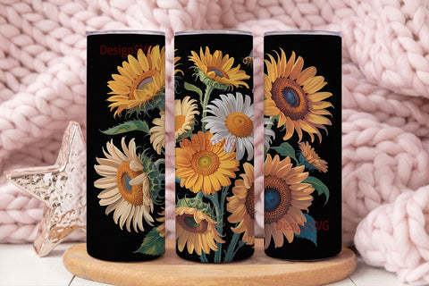 Sunflower Daisy 20oz Tumbler Wrap Sublimation DesignSVG 