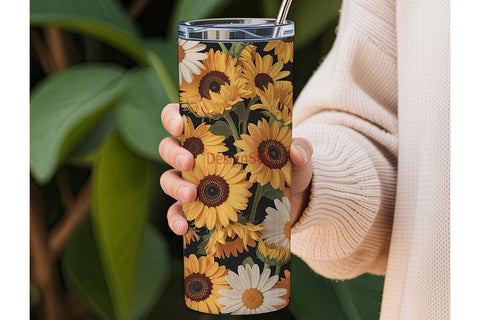 Sunflower Daisy 20oz Tumbler Wrap Sublimation DesignSVG 