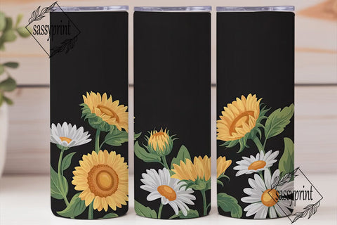 Sunflower Daisy 20oz Tumbler Wrap Sublimation sassyprint 