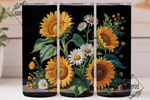 Sunflower Daisy 20oz Tumbler Wrap Sublimation sassyprint 