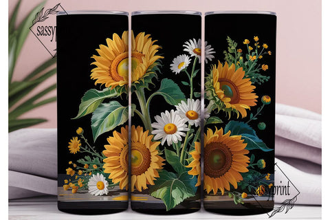 Sunflower Daisy 20oz Tumbler Wrap Sublimation sassyprint 