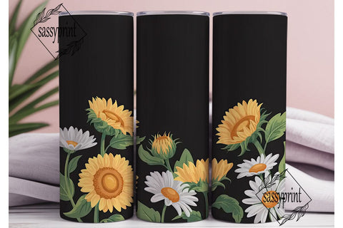 Sunflower Daisy 20oz Tumbler Wrap Sublimation sassyprint 
