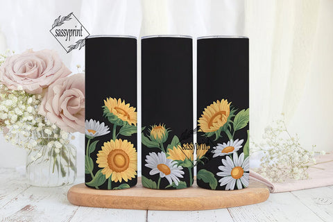 Sunflower Daisy 20oz Tumbler Wrap Sublimation sassyprint 