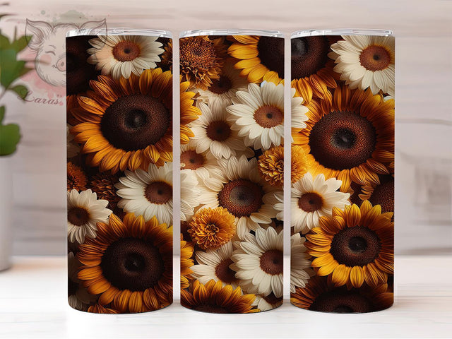 Sunflower Daisy Bright Floral Tumbler, Spring Summer Wrap, Floral Tumbler Sublimation, 20Oz Drinkware Design, Bright Flower Cup, Garden Bloom Mug, Cute Floral Drinkware Sublimation Lara' s Designs 