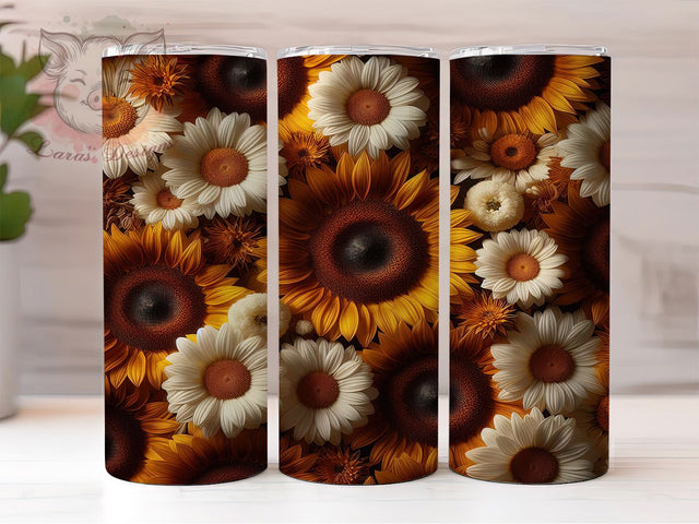 Sunflower Daisy Bright Floral Tumbler, Spring Summer Wrap, Floral Tumbler Sublimation, 20Oz Drinkware Design, Bright Flower Cup, Garden Bloom Mug, Cute Floral Drinkware Sublimation Lara' s Designs 