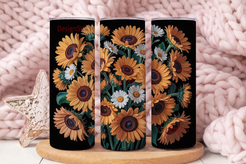 Sunflower Daisy Fall 20oz Tumbler Wrap Sublimation DesignSVG 