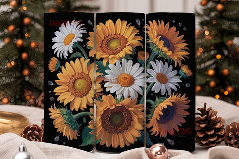 Sunflower Daisy Fall 20oz Tumbler Wrap Sublimation DesignSVG 