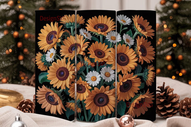 Sunflower Daisy Fall 20oz Tumbler Wrap Sublimation DesignSVG 