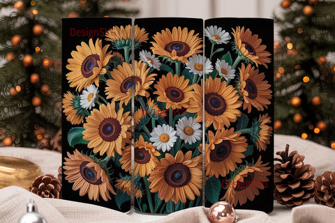 Sunflower Daisy Fall 20oz Tumbler Wrap Sublimation DesignSVG 