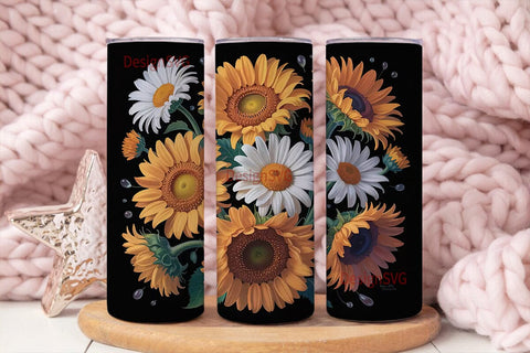 Sunflower Daisy Fall 20oz Tumbler Wrap Sublimation DesignSVG 