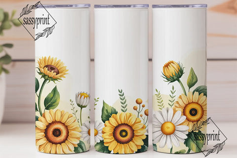 Sunflower & Daisy Tumbler Wrap Sublimation sassyprint 
