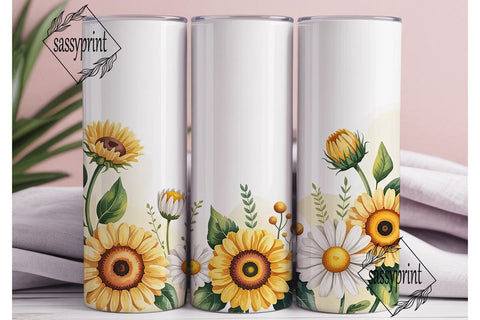Sunflower & Daisy Tumbler Wrap Sublimation sassyprint 