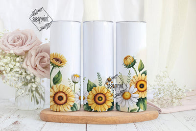 Sunflower & Daisy Tumbler Wrap Sublimation sassyprint 