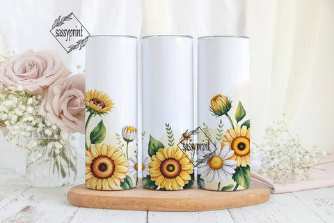 Sunflower & Daisy Tumbler Wrap Sublimation sassyprint 