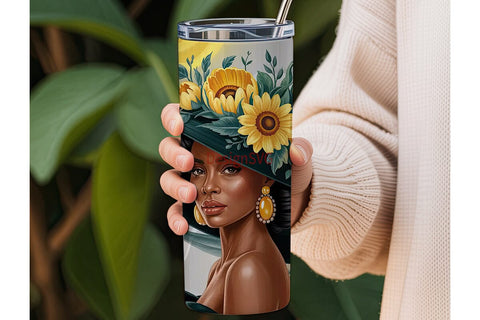 Sunflower Diva 20oz Tumbler Wrap Sublimation DesignSVG 