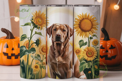 Sunflower Dog 20oz Tumbler Wrap Sublimation PixelChick 