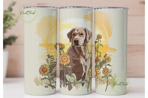 Sunflower Dog 20oz Tumbler Wrap Sublimation PixelChick 