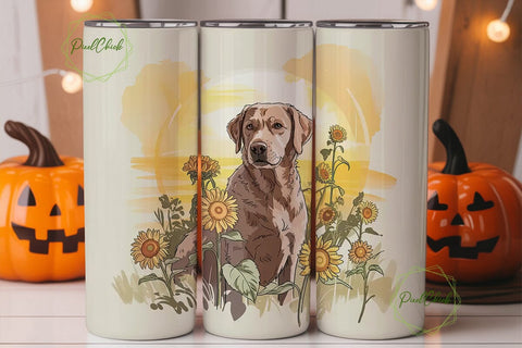Sunflower Dog 20oz Tumbler Wrap Sublimation PixelChick 