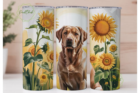 Sunflower Dog 20oz Tumbler Wrap Sublimation PixelChick 