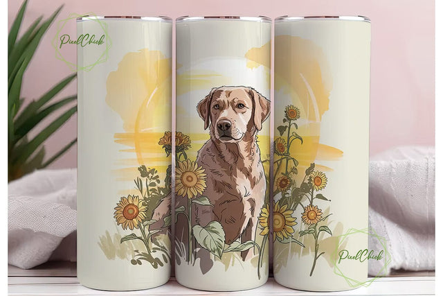 Sunflower Dog 20oz Tumbler Wrap Sublimation PixelChick 