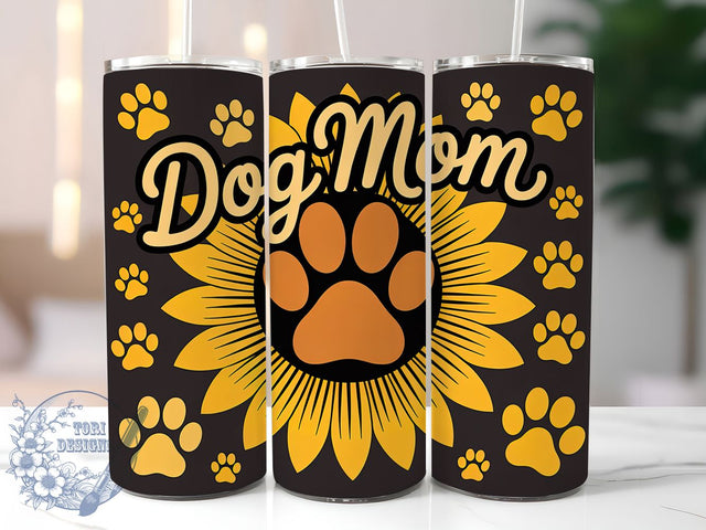Sunflower Dog Mama 20oz Tumbler, Sunflower Wrap, Pet Lover Gift, 20oz Tumbler Wrap, Sublimation Design PNG, Cute Dog Wrap, Dog Mom Sublimation Sublimation ToriDesigns 