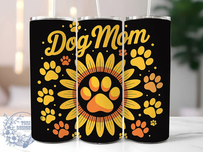 Sunflower Dog Mama 20oz Tumbler, Sunflower Wrap, Pet Lover Gift, 20oz Tumbler Wrap, Sublimation Design PNG, Cute Dog Wrap, Dog Mom Sublimation Sublimation ToriDesigns 