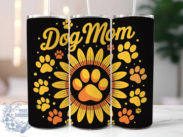 Sunflower Dog Mama 20oz Tumbler, Sunflower Wrap, Pet Lover Gift, 20oz Tumbler Wrap, Sublimation Design PNG, Cute Dog Wrap, Dog Mom Sublimation Sublimation ToriDesigns 