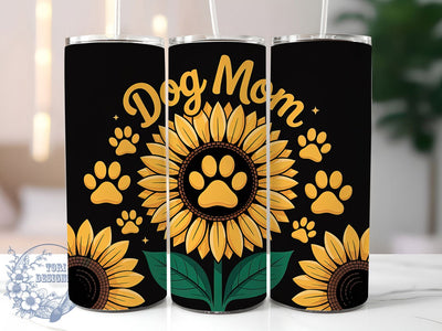 Sunflower Dog Mama 20oz Tumbler, Sunflower Wrap, Pet Lover Gift, 20oz Tumbler Wrap, Sublimation Design PNG, Cute Dog Wrap, Dog Mom Sublimation Sublimation ToriDesigns 