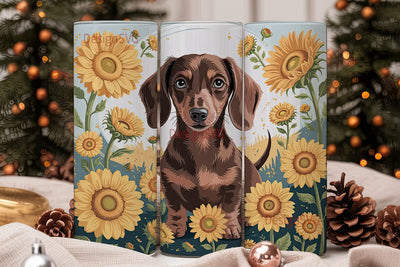 Sunflower Doxie 20oz Tumbler Wrap Sublimation DesignSVG 