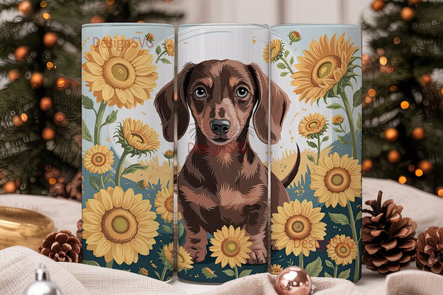 Sunflower Doxie 20oz Tumbler Wrap Sublimation DesignSVG 