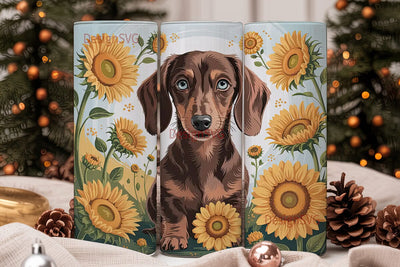 Sunflower Doxie 20oz Tumbler Wrap Sublimation DesignSVG 