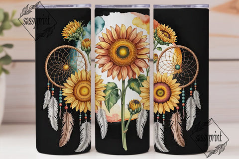 Sunflower Dreamcatcher 20oz Tumbler Wrap Sublimation sassyprint 