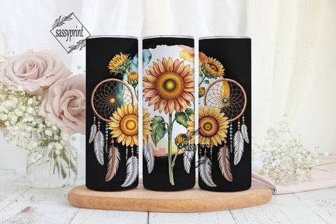 Sunflower Dreamcatcher 20oz Tumbler Wrap Sublimation sassyprint 