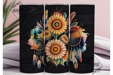 Sunflower Dreamcatcher 20oz Tumbler Wrap Sublimation sassyprint 