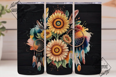 Sunflower Dreamcatcher 20oz Tumbler Wrap Sublimation sassyprint 
